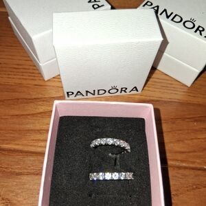 Pandora Silver Tone Clear CZ Rings